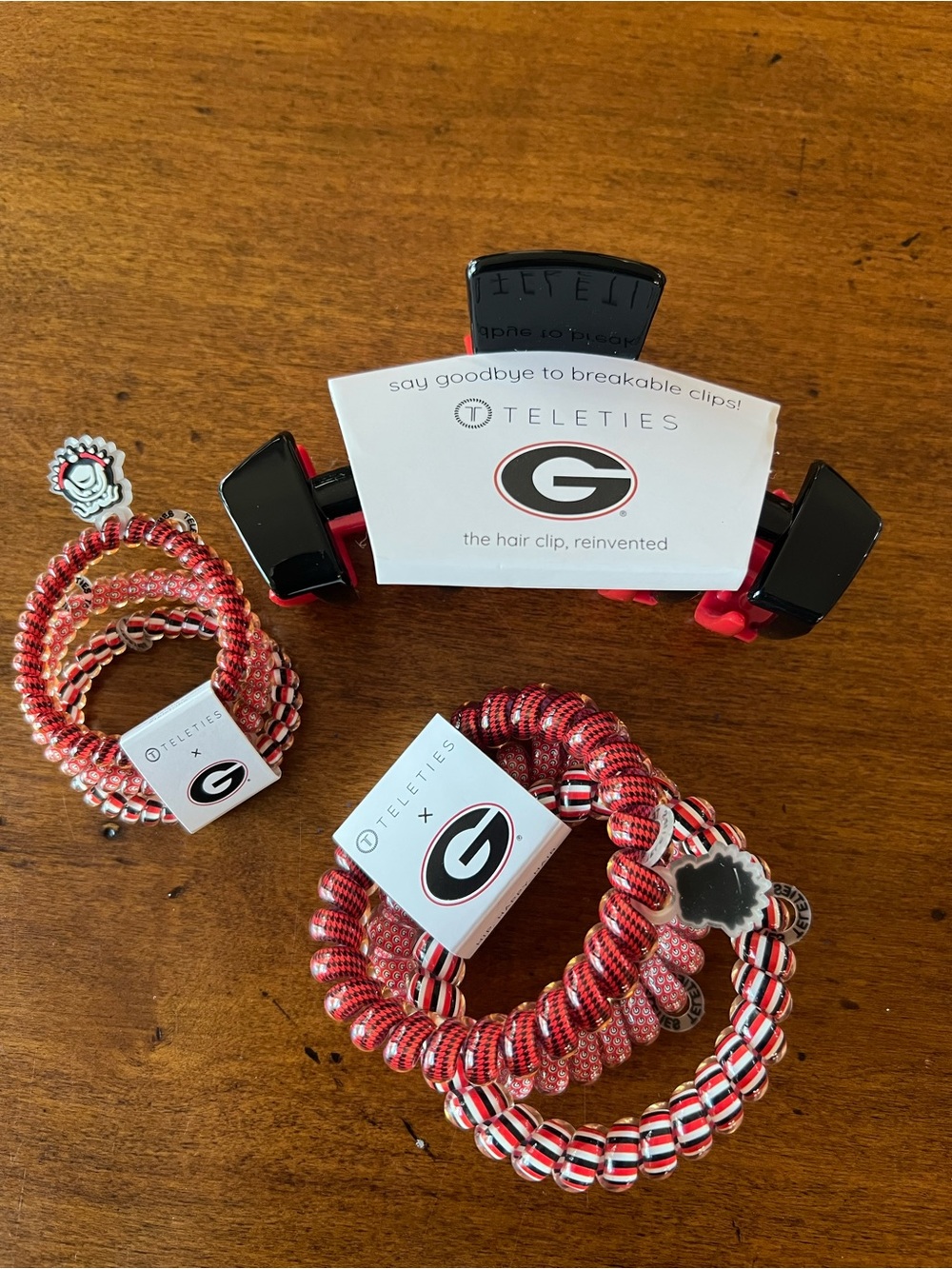 Teleties Georgia Bulldogs Coil Hair Ties & Hair Clip